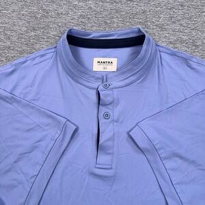 Mantra Polo Shirt Mens Large Blue Band Collar Performance Stretch Golf Sport